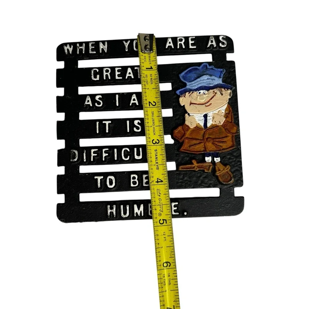 Vintage Cast Iron Trivet Funny Quote 